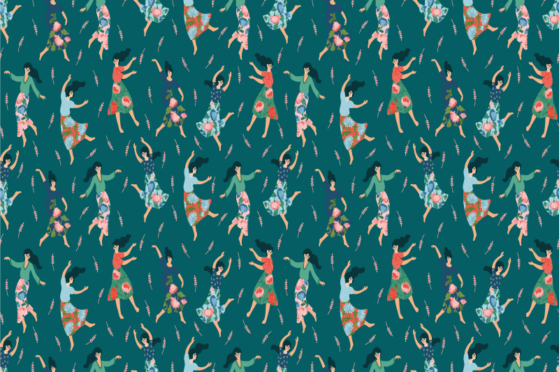 Spisebrikke original dansende kvinner mønster - Tenstickers