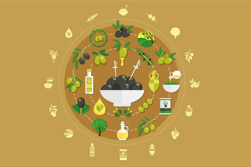 Oliven tema spisebrikke rektangulær - Tenstickers