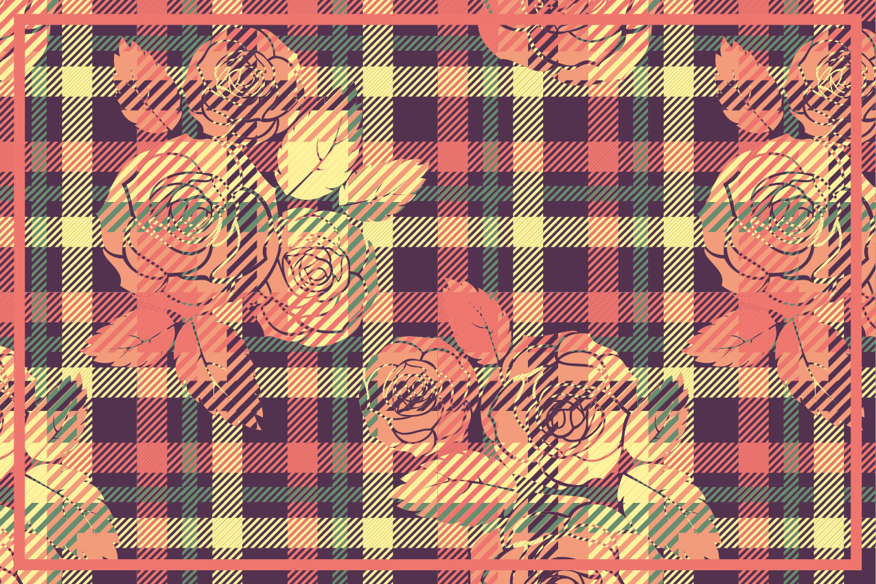 Klassisk rutemønster med roser spisebrikke moderne - Tenstickers