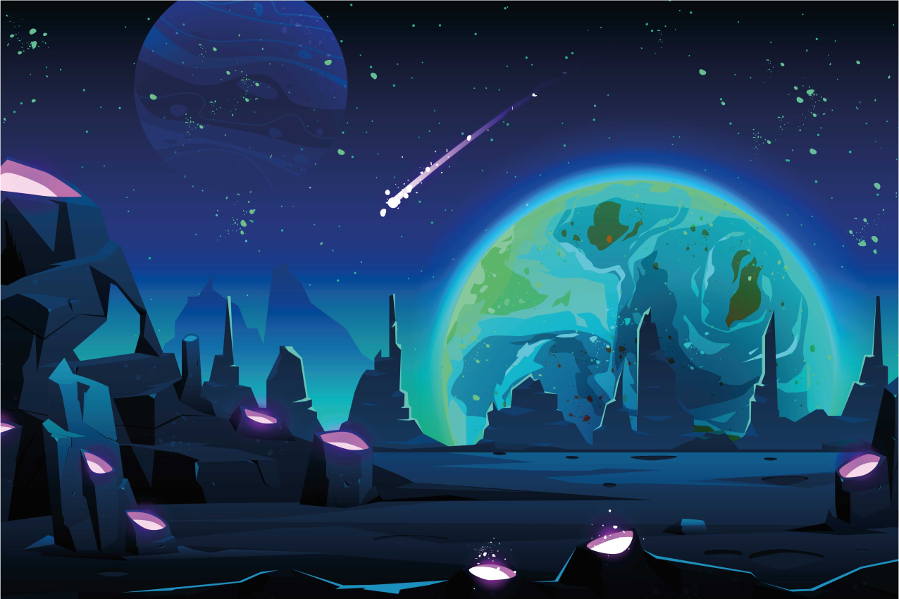 Spisebrikke moderne kosmisk landskapsmotiv - Tenstickers