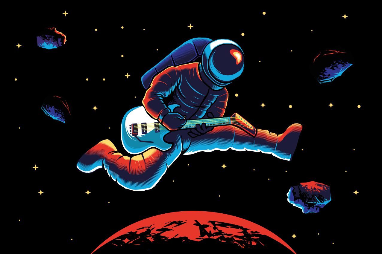 Spisebrikke original astronaut spiller gitar - Tenstickers