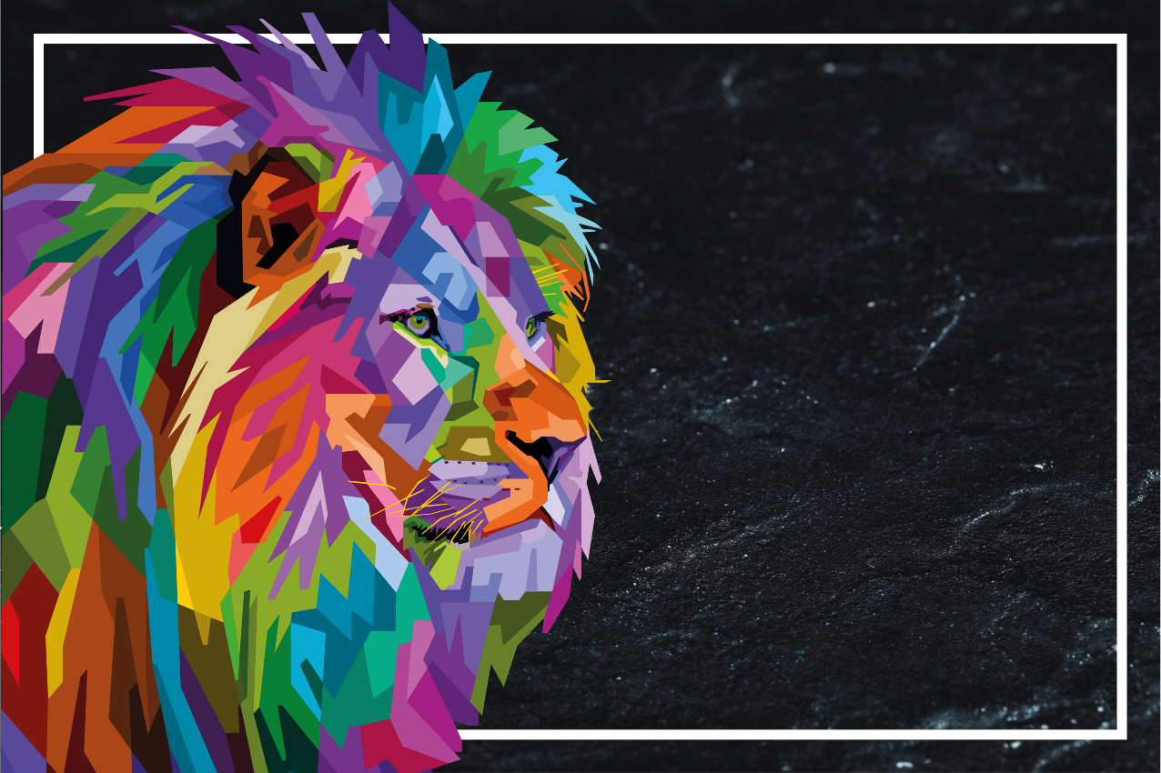 Fargerik løve design spisebrikke original - Tenstickers