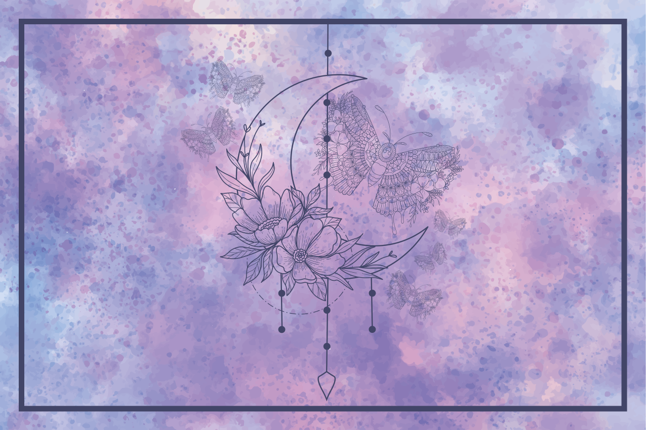 Spisebrikke original blomsterdesign måne - Tenstickers