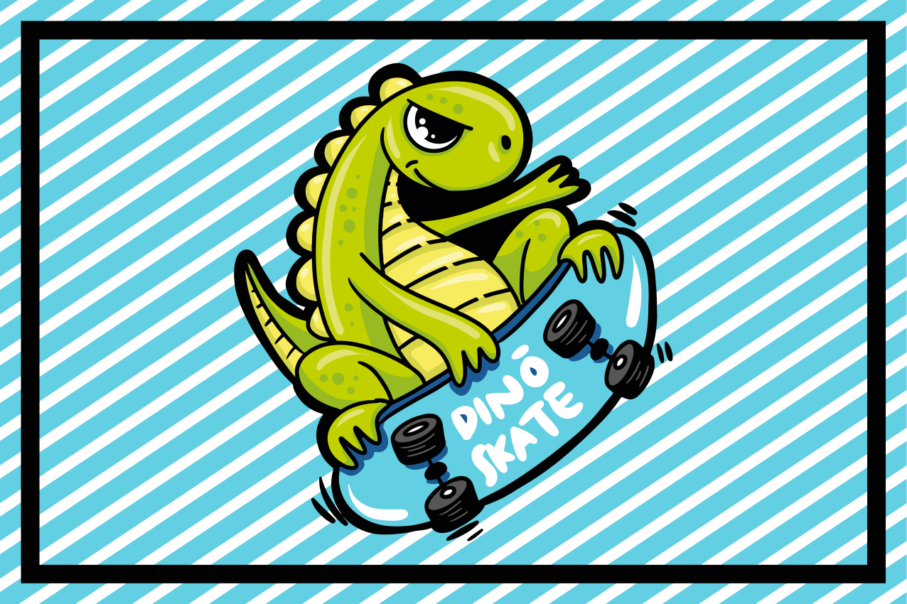 Spisebrikke spedbarn dino skateboard eventyr - Tenstickers