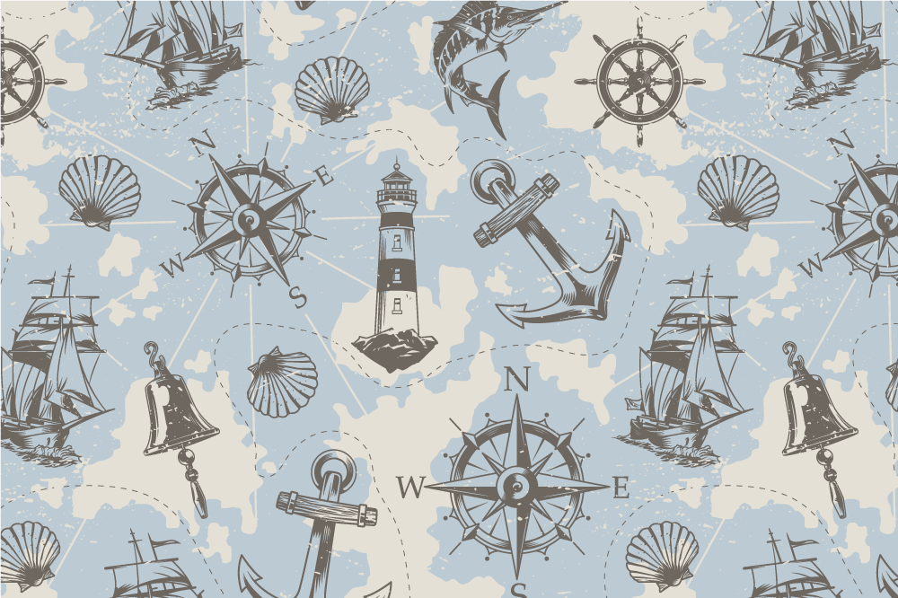 Spisebrikke moderne maritimt motiv - Tenstickers