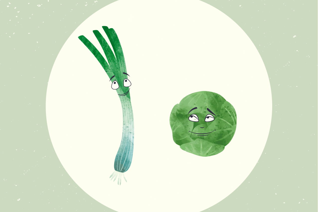 Purre og rosenkål illustrasjon spisebrikke spedbarn - Tenstickers