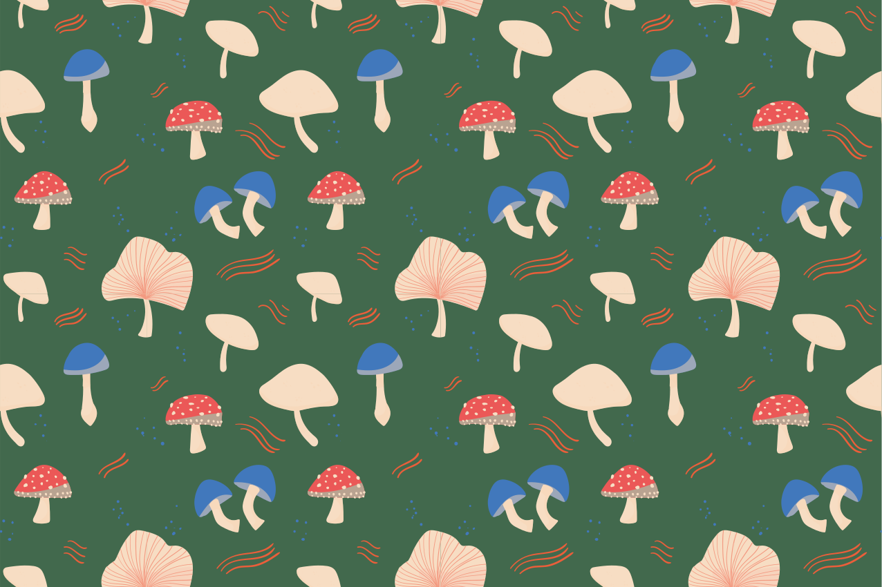 Lively mushroom print spisebrikke original - Tenstickers