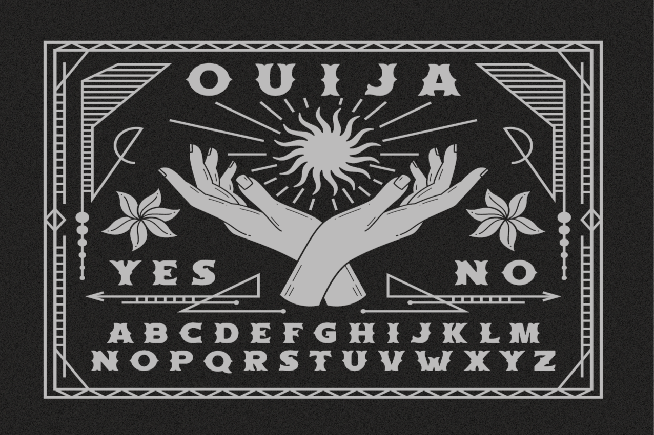 Spisebrikke tekster ouija-brett hender - Tenstickers
