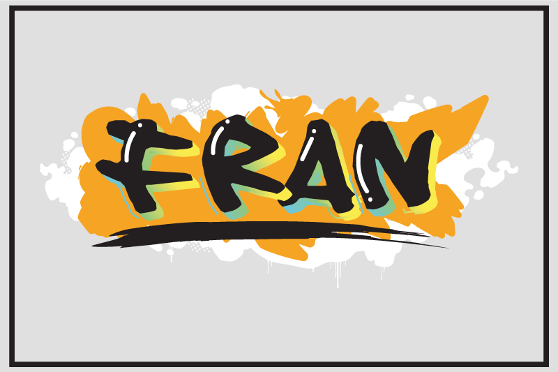 Urban stil fargerik graffiti spisebrikke med navn - Tenstickers