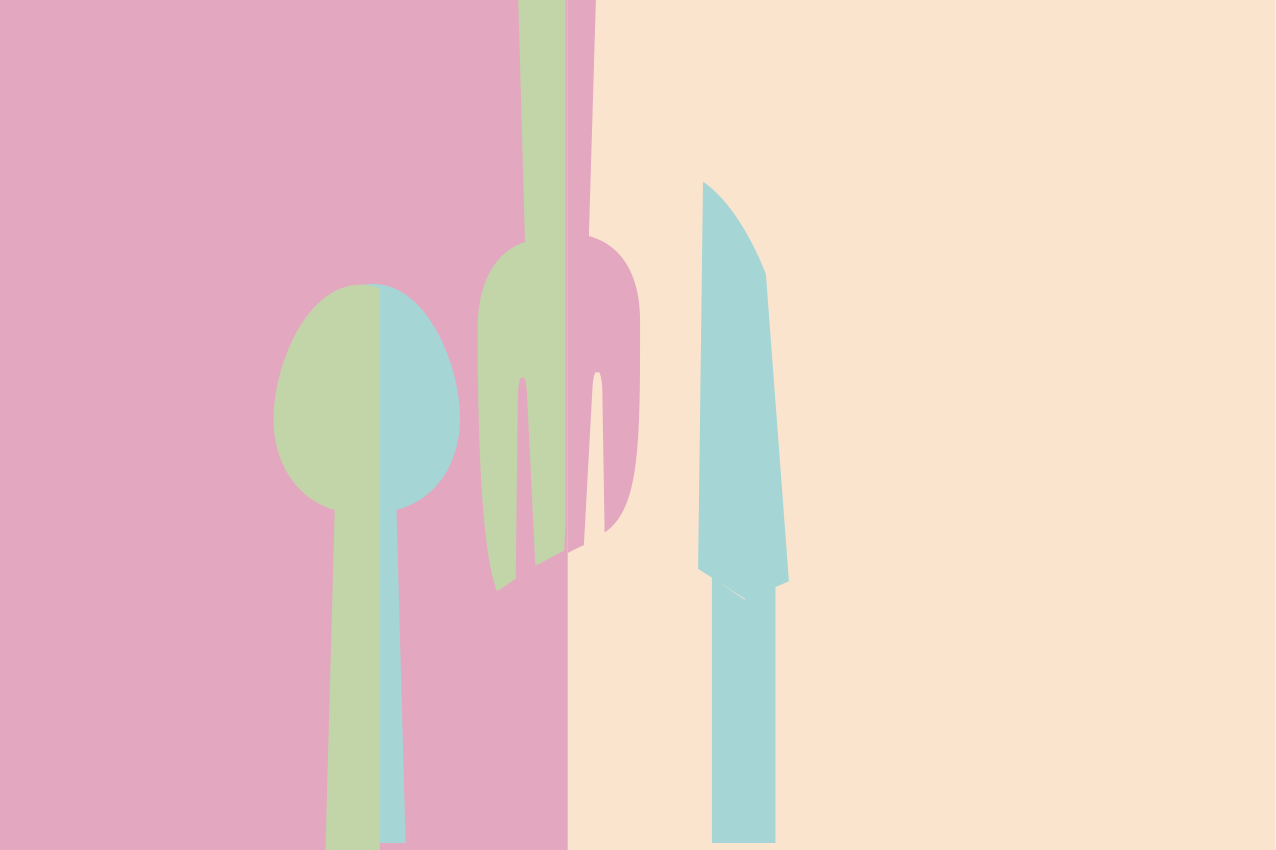 Spisebrikke original med stiliserte bestikkelementer - Tenstickers