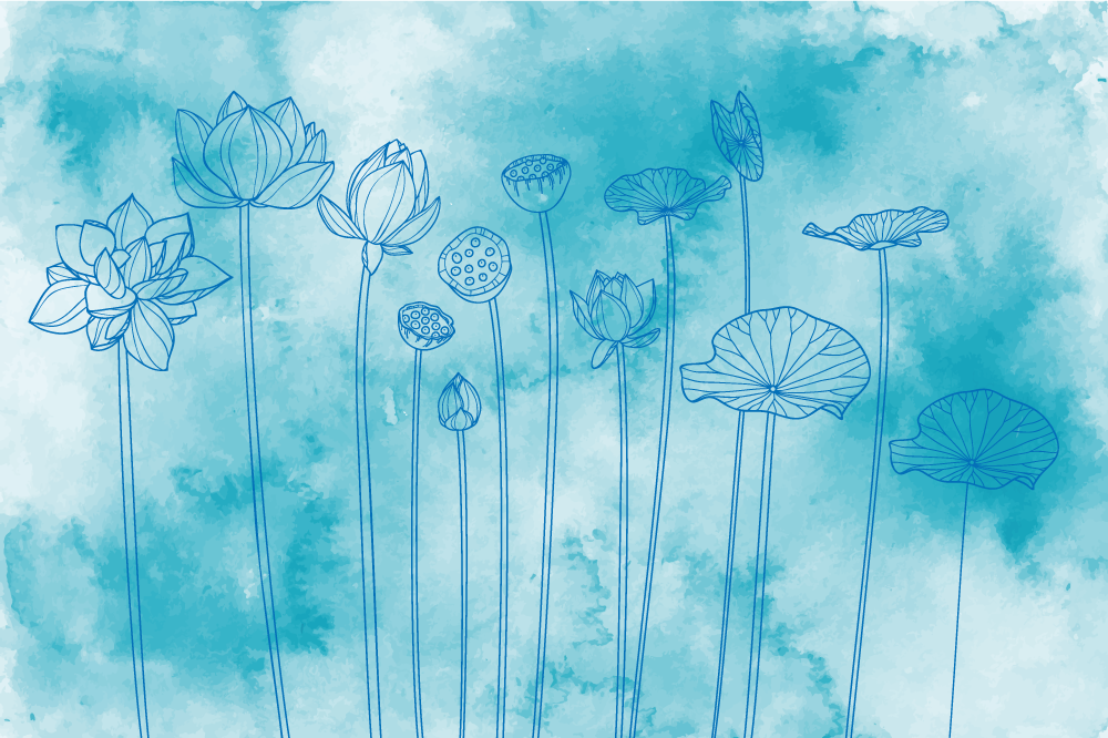 Spisebrikke tekstur lotus blomsterdesign - Tenstickers