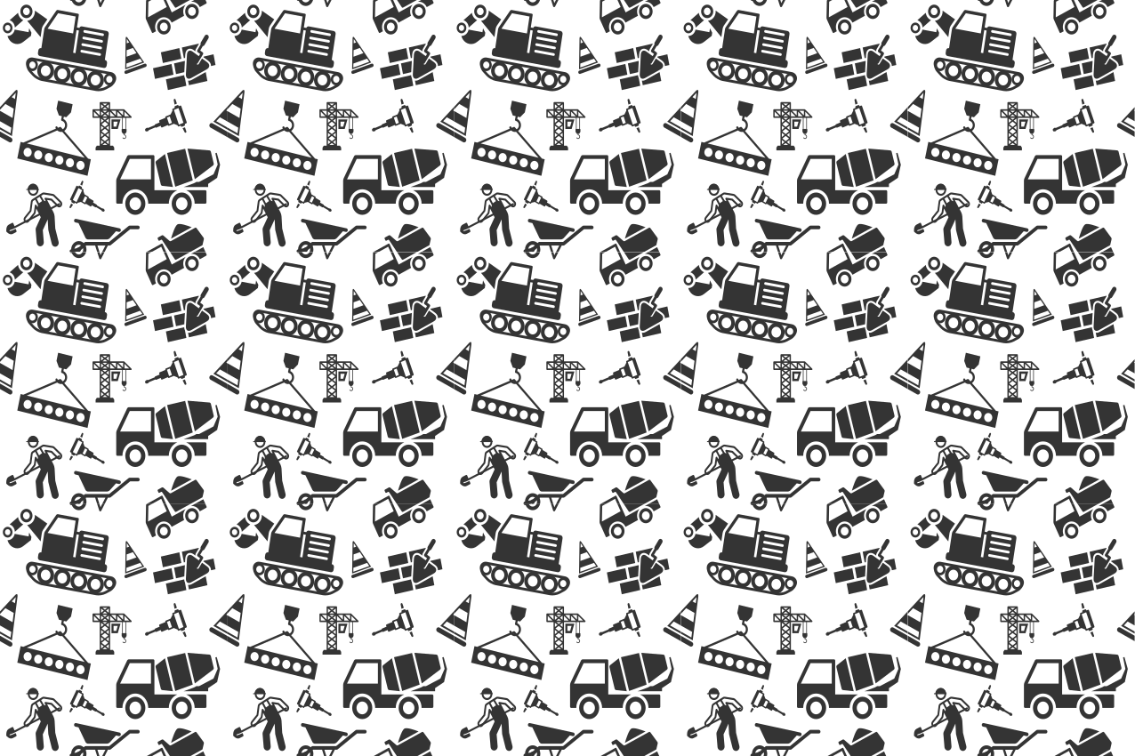 Ensfargede gravemaskiner og lastebiler spisebrikke spedbarn - Tenstickers