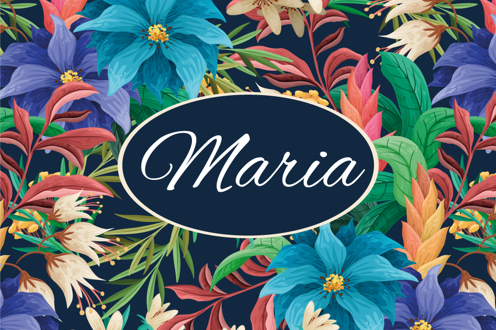 Fargerike blomster med navn spisebrikke med navn - Tenstickers