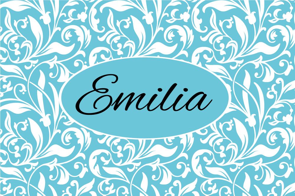 Vintage blomstermønster spisebrikke med navn - Tenstickers