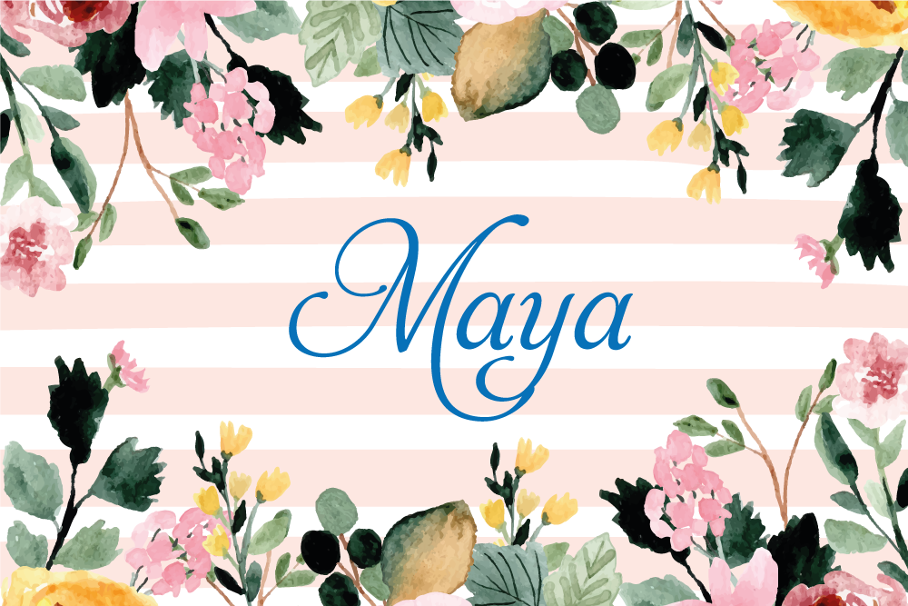 Spisebrikke med navn floral tilpasset design - Tenstickers