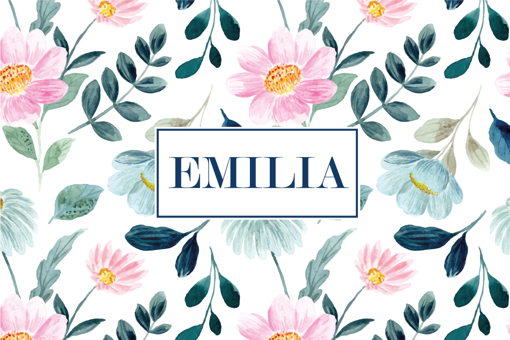 Spisebrikke med navn blomsterdesign personlig - Tenstickers