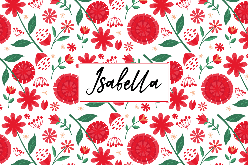Spisebrikke med navn floral kunstverk - Tenstickers