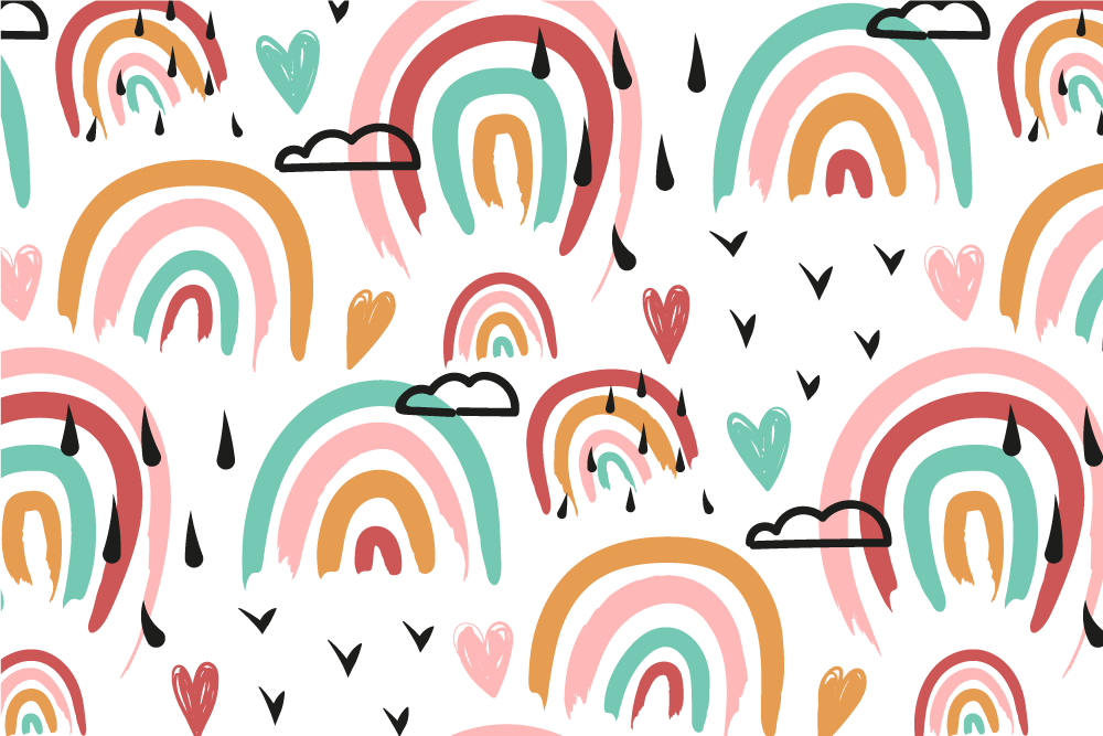 Spisebrikke spedbarn regnbue hjerte mønster - Tenstickers