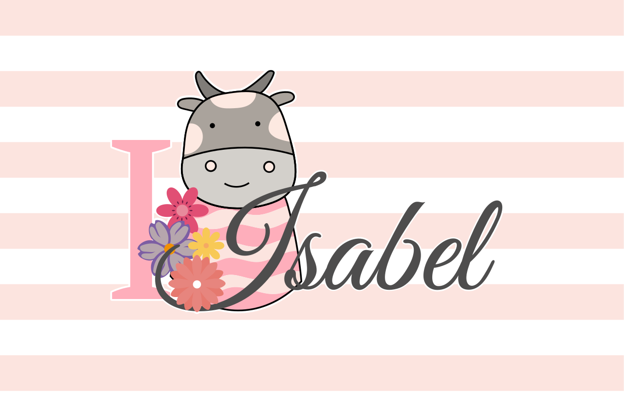 Spisebrikke med navn ku-tema personlig tilpasning - Tenstickers