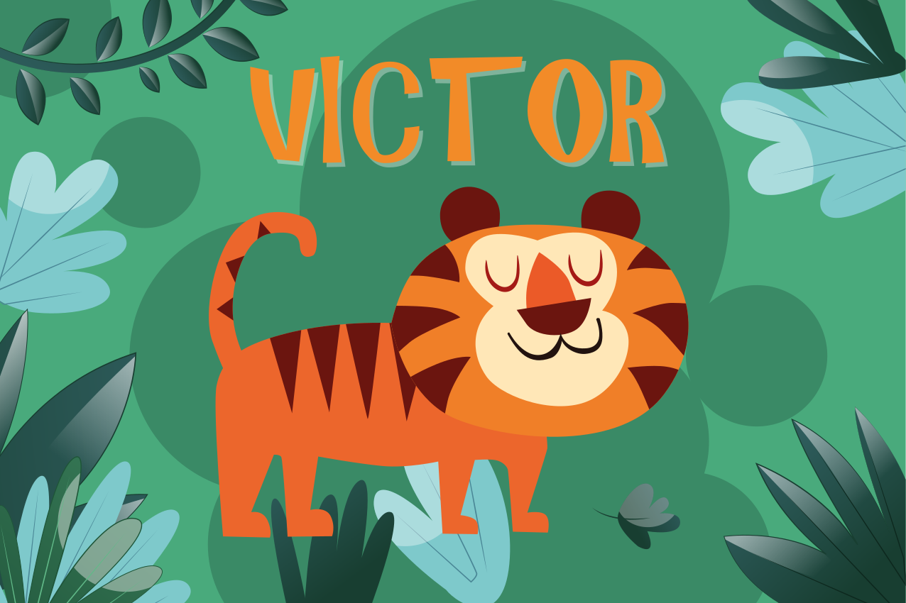 Søt tiger for gutt med navn spisebrikke spedbarn - Tenstickers