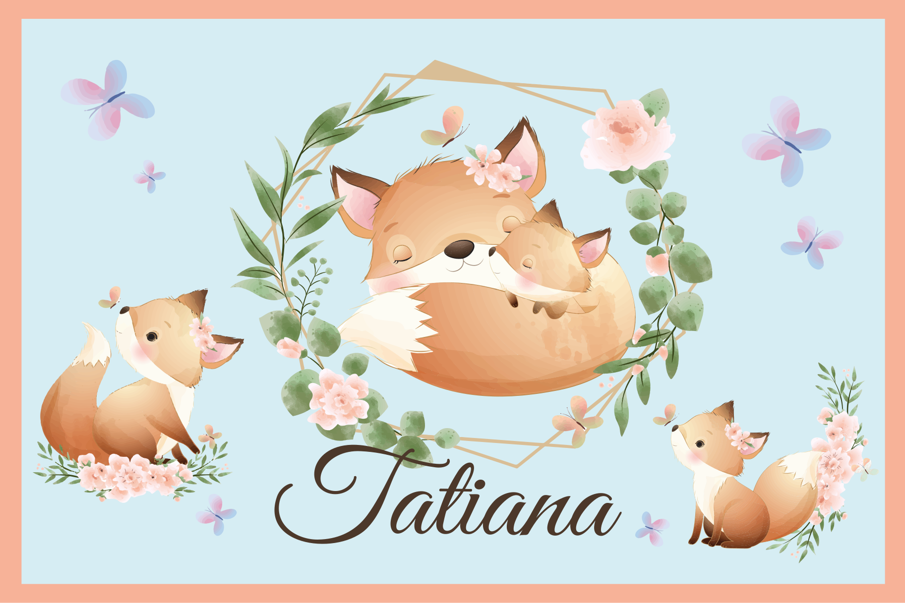 Spisebrikke spedbarn søte revfamilie - Tenstickers