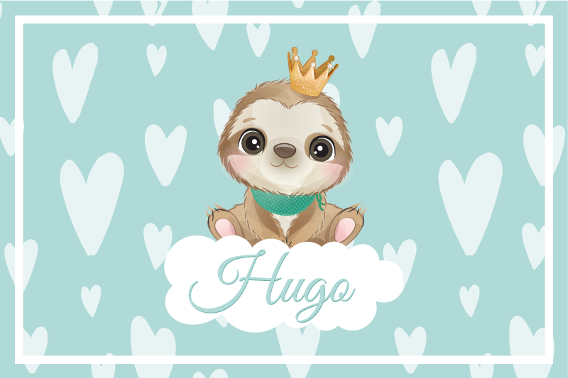 Søt dovendyr til gutt med navn spisebrikke spedbarn - Tenstickers