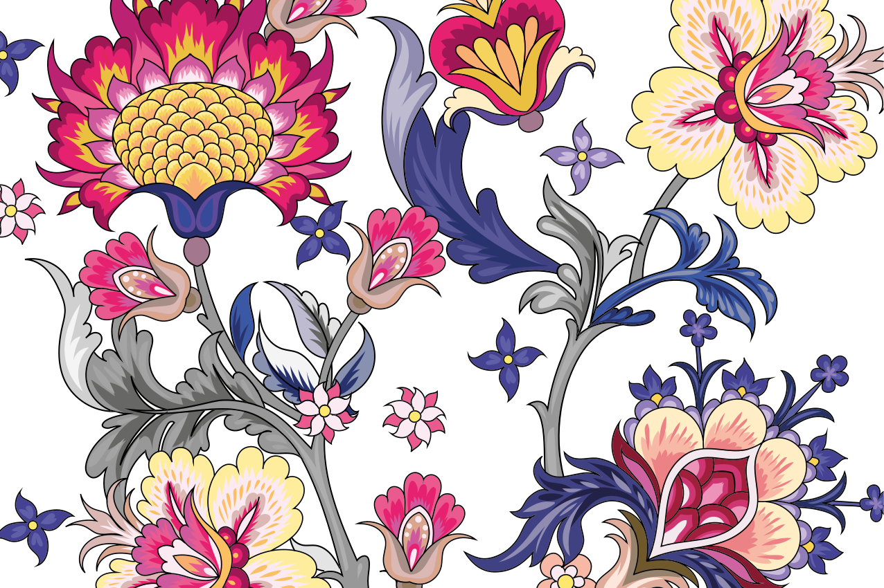 Spisebrikke original blomsterdekorasjoner - Tenstickers