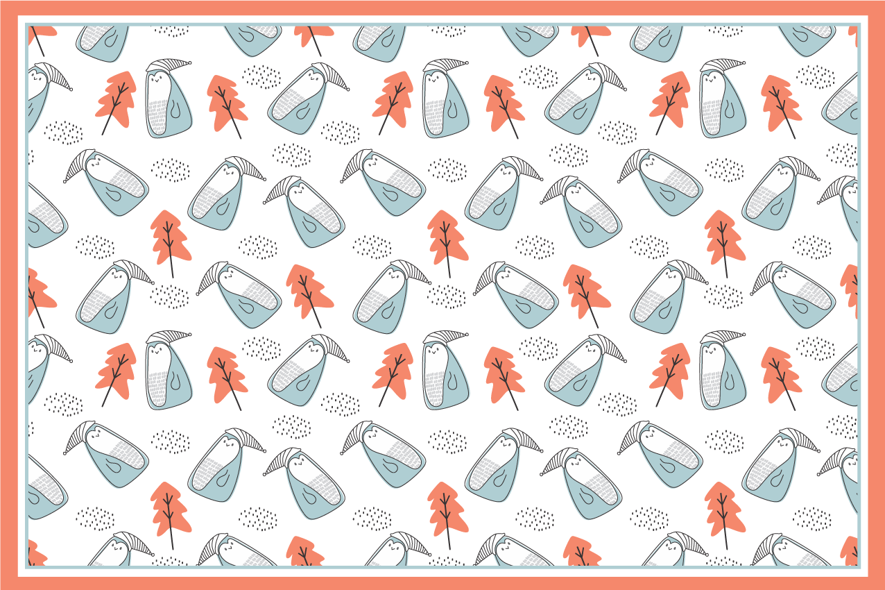 Søte minimalistiske pingviner med trær spisebrikke original - Tenstickers