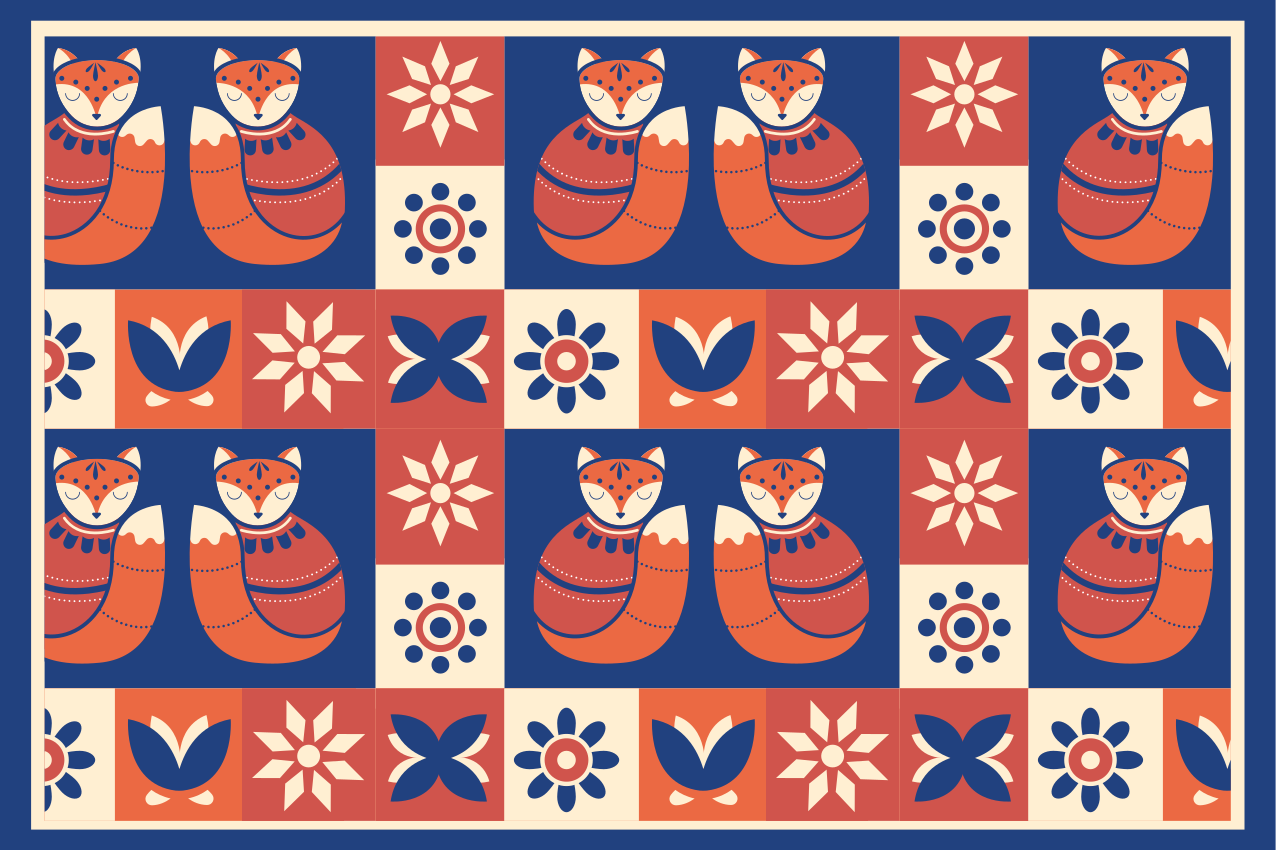 Fargerikt dyremønster i tradisjonell stil spisebrikke original - Tenstickers