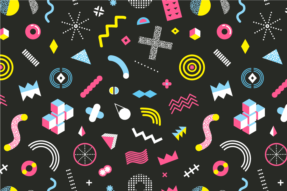 Vibrante geometriske elementer spisebrikke original - Tenstickers