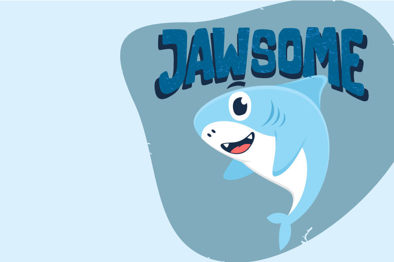 Spisebrikke spedbarn med glad hai-motiv - Tenstickers