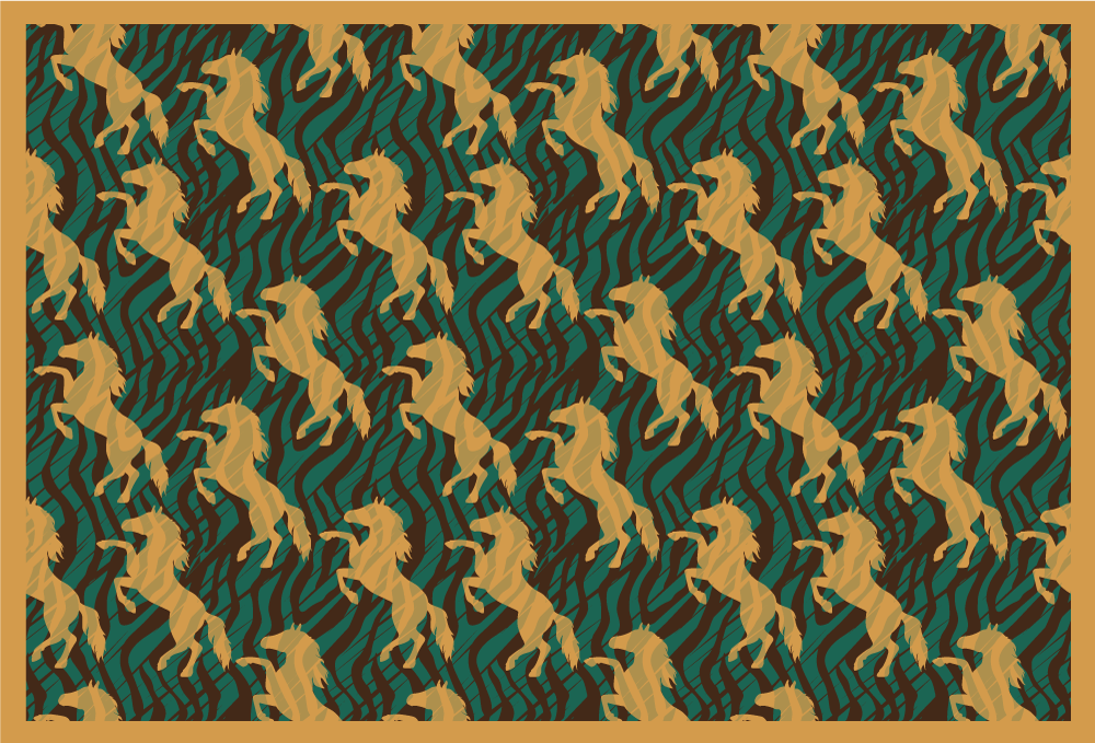 Grønn og brun hest i afrikansk stil spisebrikke original - Tenstickers