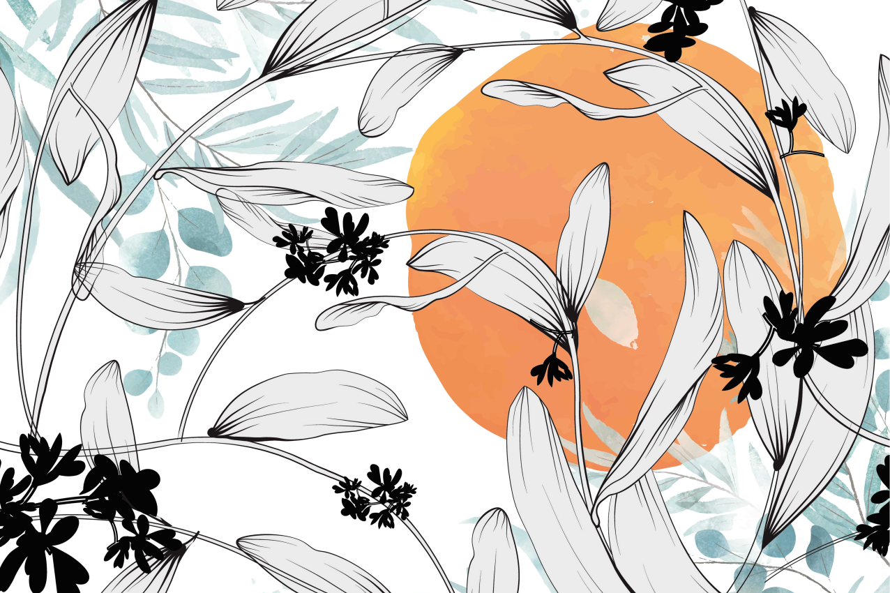 Spisebrikke moderne med blomsterinspirert design - Tenstickers