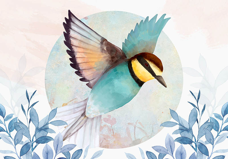 Spisebrikke original fargerik fuglekunst - Tenstickers