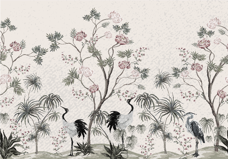 Cranes among blossoms spisebrikke spedbarn - Tenstickers