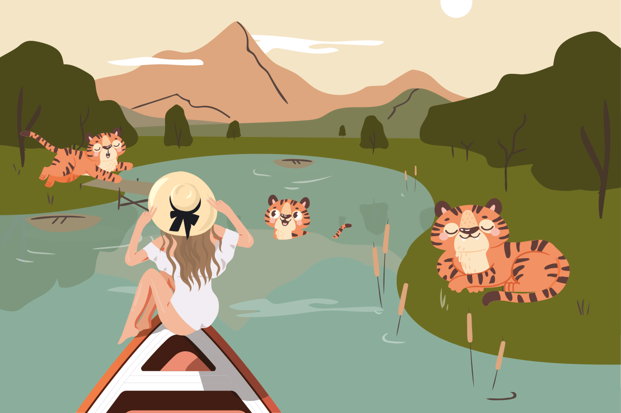 Spisebrikke spedbarn med lekne tigre motiv - Tenstickers