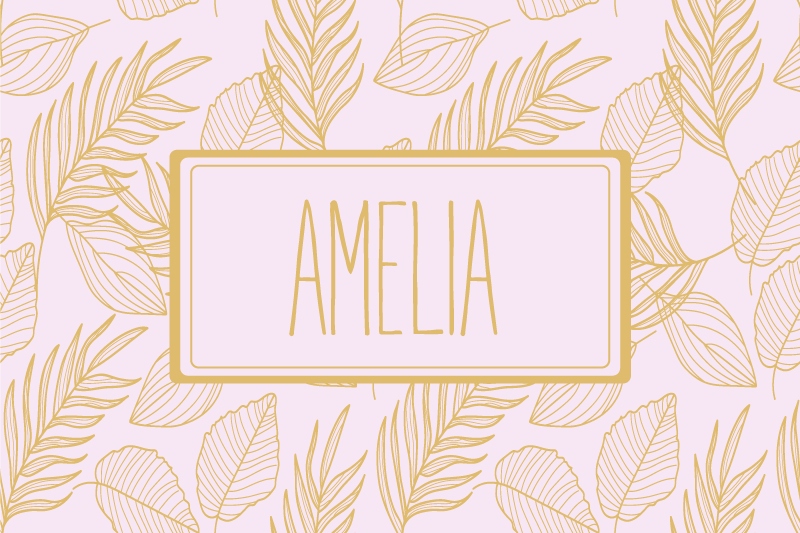 Gyldne "boho" blader mønster spisebrikke med navn - Tenstickers