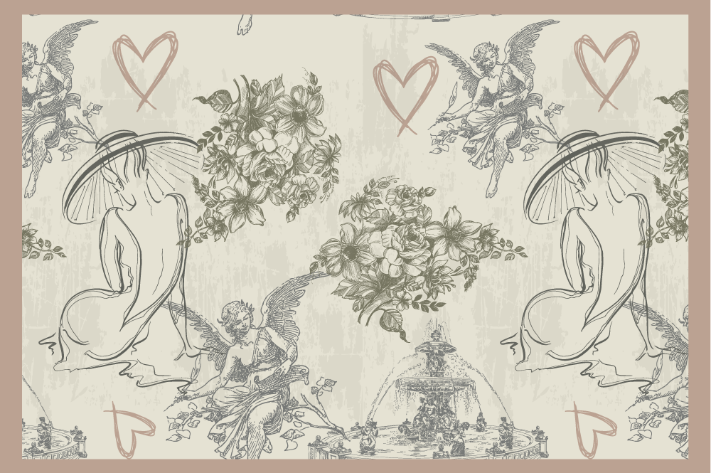 Vintage fransk romantisk mønster spisebrikke original - Tenstickers