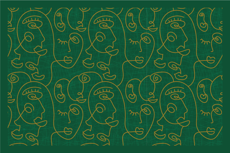 Abstrakt grønne tegnede kvinner spisebrikke original - Tenstickers