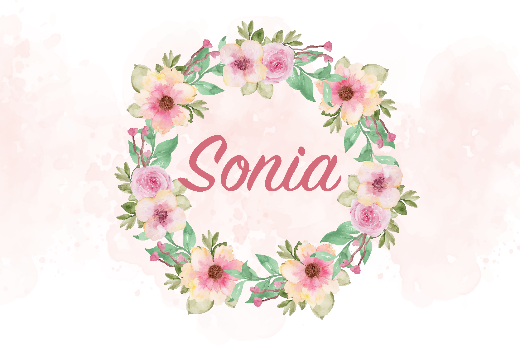 Akvarell blomster egne navn spisebrikke - Tenstickers