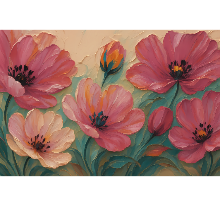 Malt blomsterkunst fototapet bad - Tenstickers