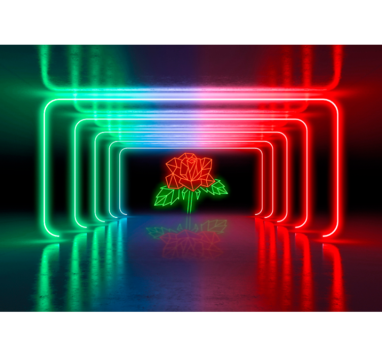 Neon rose 3d effekt fototapet - Tenstickers