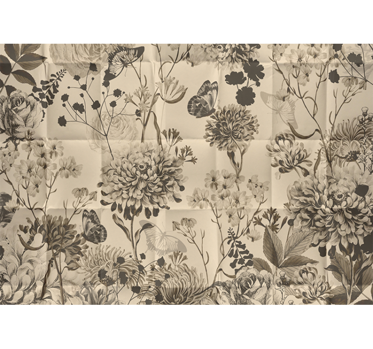 Beige blomsterdesign fototapet ekteskap - Tenstickers