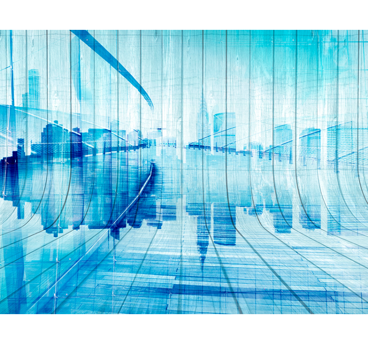 Treeffekt byens skyline trefototapet - Tenstickers