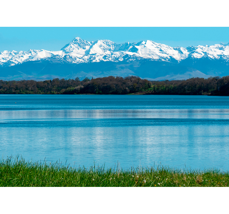 Innsjø i pyrenees fjellfototapet - Tenstickers