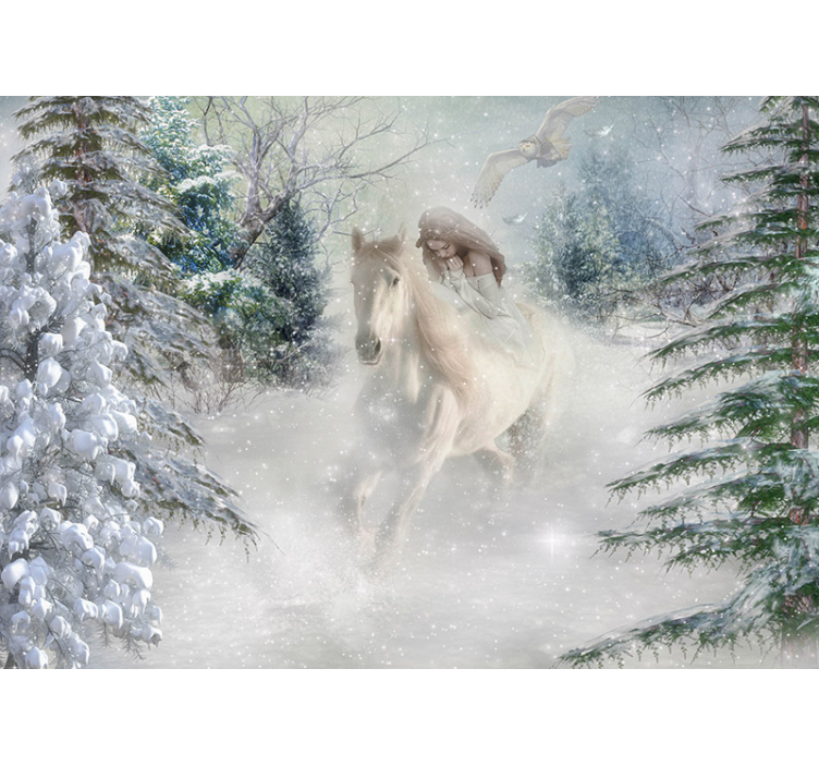 Hvit hest fantasy fototapet - Tenstickers