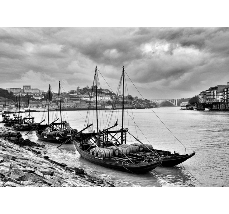 Rabelos båt om natten fototapet - Tenstickers