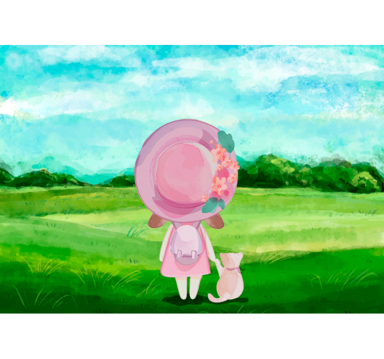 Barnas fototapeter en jente på engen - Tenstickers