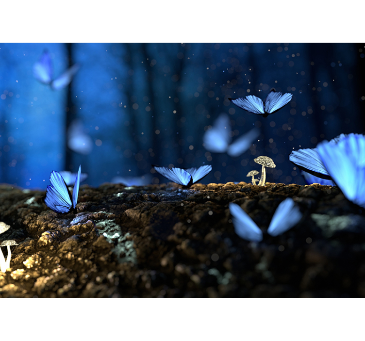 Blå sommerfugl fototapet - Tenstickers