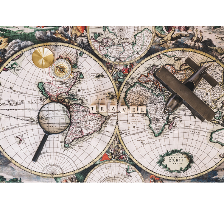 Worldmap vintage fototapet - Tenstickers